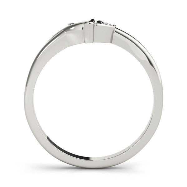 White gold Marquise Diamond Leaf Bypass Ring with Bezel Setting