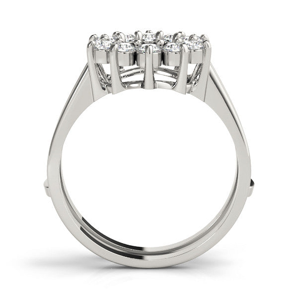 Silver Round Diamond Open Circle Split Shank Prong Setting Ring
