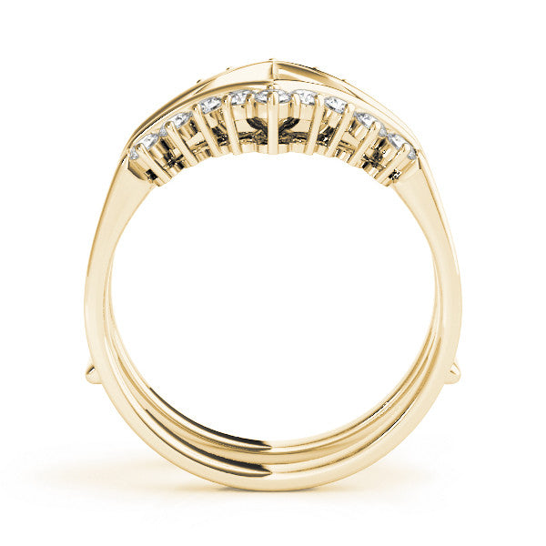 Yellow gold Round Diamond Chevron Contour Band with Prong Setting