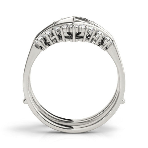 Platinum Round Diamond Chevron Contour Band with Prong Setting