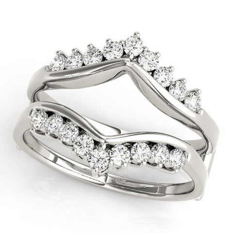 Platinum Round Diamond Chevron Contour Band with Prong Setting