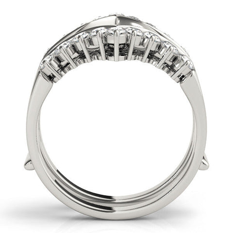 White gold Round Diamond Chevron Eternity Band with Prong Setting