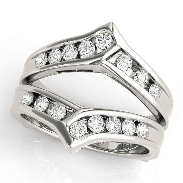 Platinum Round Channel Set Diamond Chevron Band