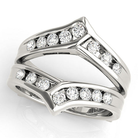 White gold Round Channel Set Diamond Chevron Band