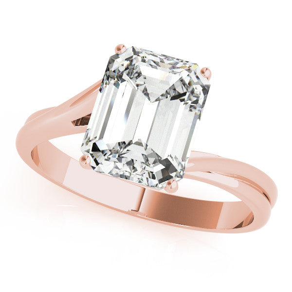 Rose gold Cushion Cut Solitaire Twist Band Ring with Four-Prong Setting