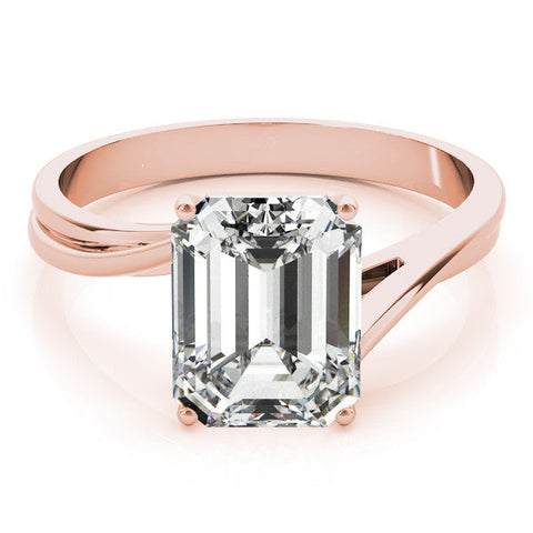 Rose gold Princess Cut Solitaire Twist Band Ring with Four-Prong Setting
