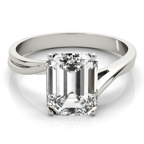 White gold Pear Cut Solitaire Twist Band Ring with Four-Prong Setting