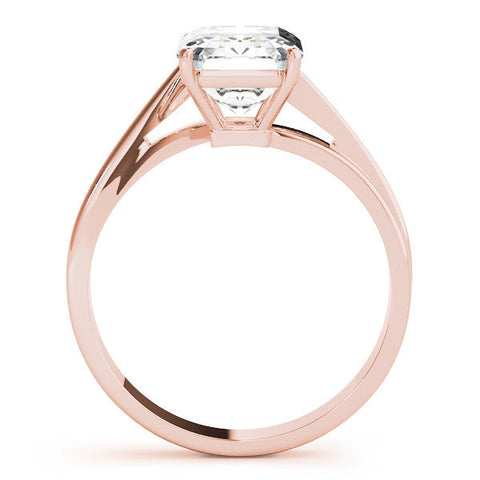 Rose gold Princess Cut Solitaire Twist Band Ring with Four-Prong Setting