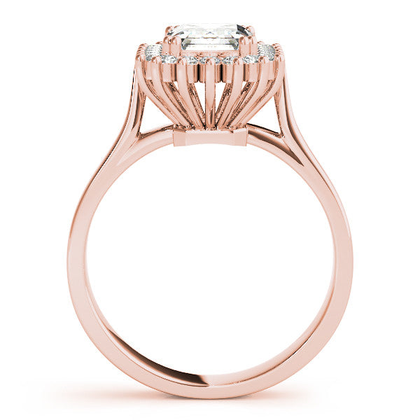 Rose gold Pear Cut Diamond Halo Ring with Solitaire Band and Prong Setting