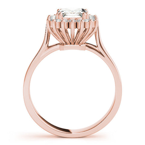 Rose gold Oval Cut Diamond Halo Ring with Solitaire Band and Prong Setting