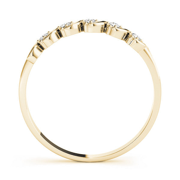 Yellow gold Twisted Prong Round Diamond Channel Band