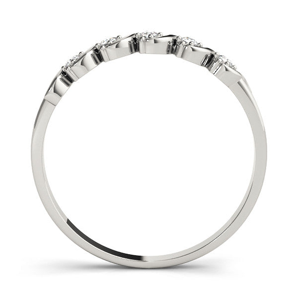 Platinum Twisted Prong Round Diamond Channel Band
