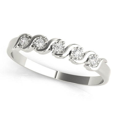 Platinum Twisted Prong Round Diamond Channel Band