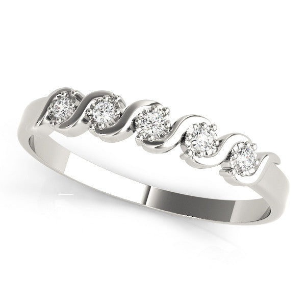 White gold Twisted Prong Round Diamond Channel Band