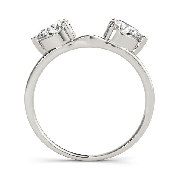 White gold Open Pear-Cut Diamond Bypass Ring with Prong Setting