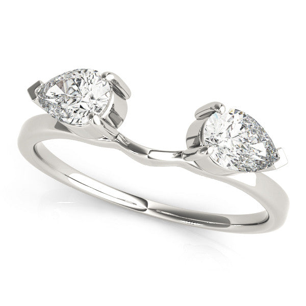 White gold Open Pear-Cut Diamond Bypass Ring with Prong Setting