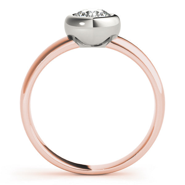 Rose gold Bezel Set Round Solitaire Ring with Wide Band
