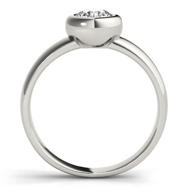 Silver Bezel Set Round Solitaire Ring with Wide Band