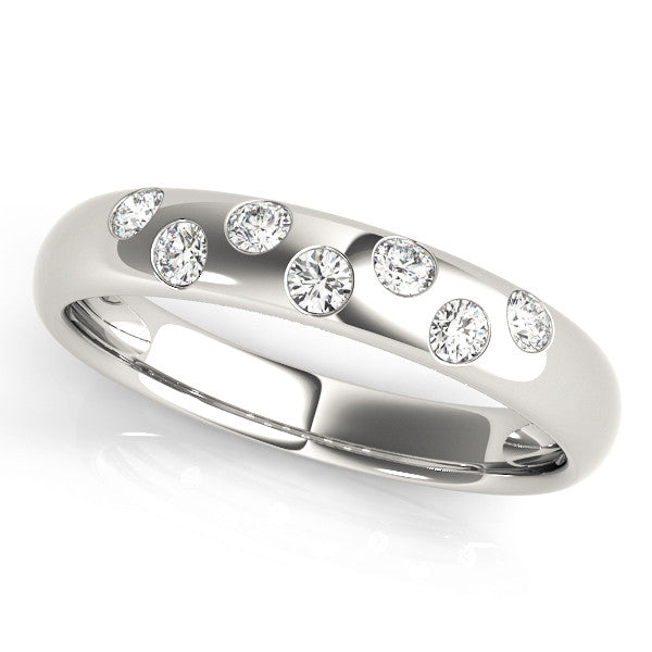 White gold Flush Set Round Diamond Comfort Fit Band