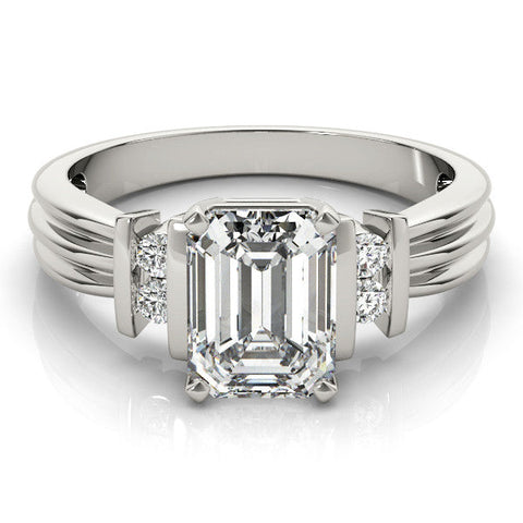 Silver Princess Cut Three-Stone Channel Set Ring with Bar Prongs