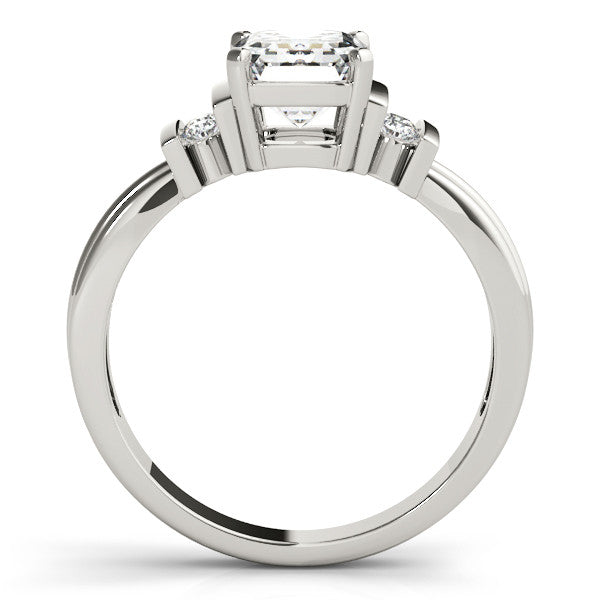 Silver Heart Cut Three-Stone Channel Set Ring with Bar Prongs