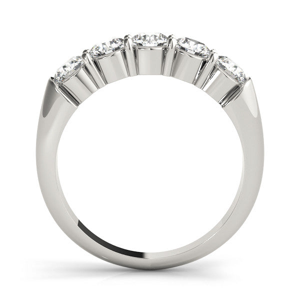 White gold Five-Stone Round Diamond Prong Set Half-Eternity Band