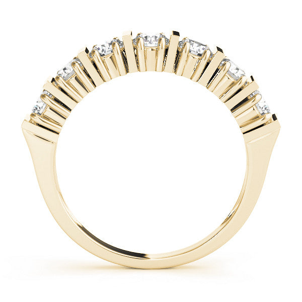 Yellow gold Channel Set Round Diamond Eternity Band with Bar Prong Setting
