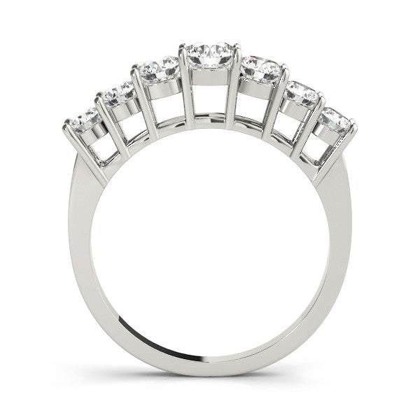 Silver Round Diamond Prong-Set Half-Eternity Band