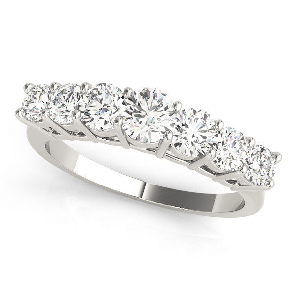 Silver Round Diamond Prong-Set Half-Eternity Band