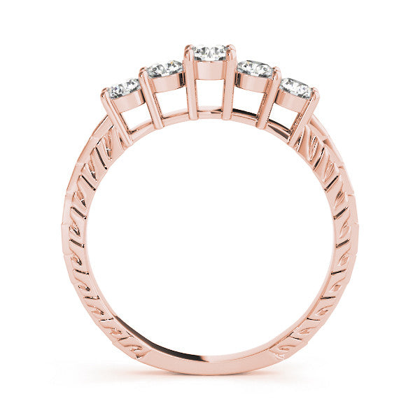 Rose gold Five-Stone Round Cut Diamond Prong Set Eternity Band