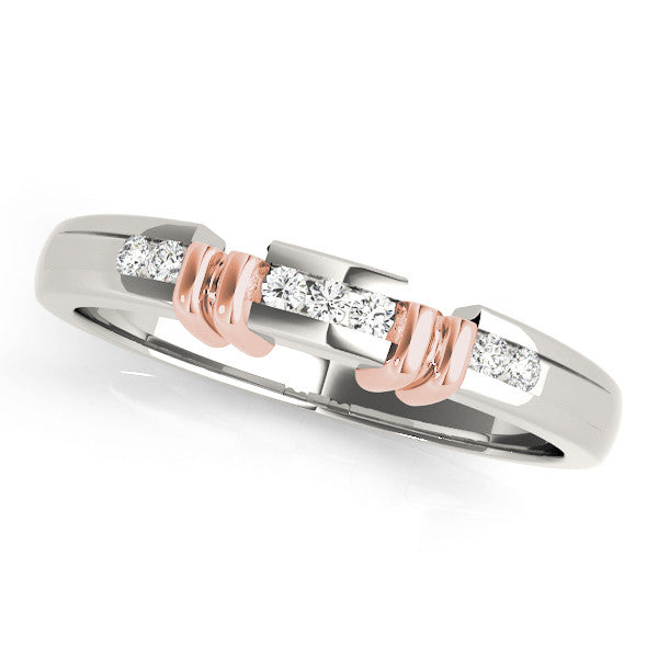 Rose gold Channel Set Round Diamond Half-Eternity Band with Bar Prong Setting