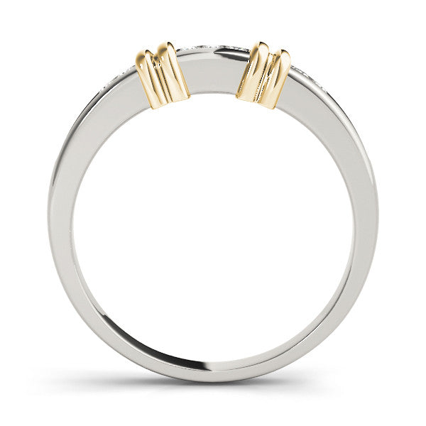 Yellow gold Channel Set Round Diamond Half-Eternity Band with Bar Prong Setting