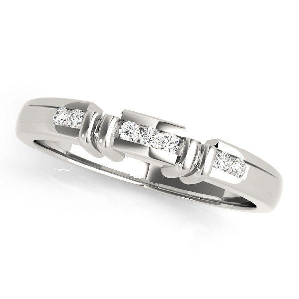 Platinum Channel Set Round Diamond Half-Eternity Band with Bar Prong Setting
