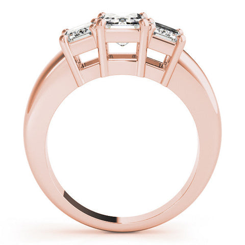 Rose gold Four-Stone Princess Cut Diamond Ring with Prong Setting on a White Gold Band