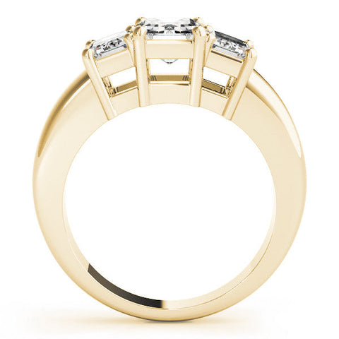 Yellow gold Four-Stone Princess Cut Diamond Ring with Prong Setting on a White Gold Band