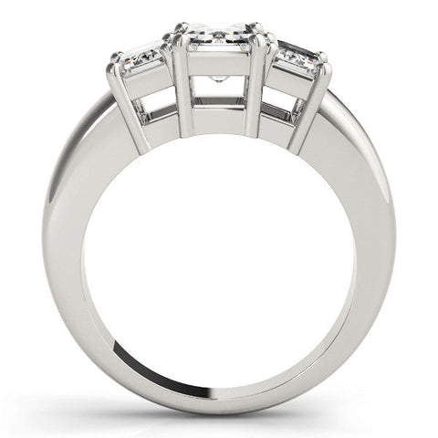 Silver Four-Stone Marquise Cut Diamond Ring with Prong Setting on a White Gold Band