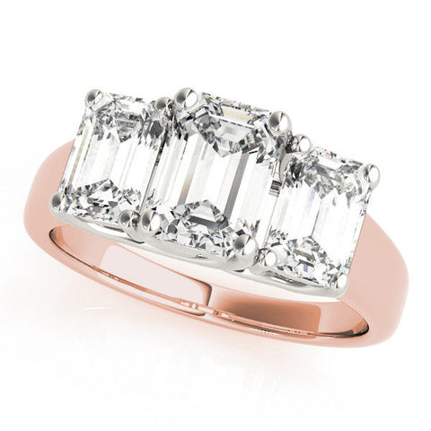 Rose gold Three-Stone Pear Cut Diamond Ring with Prong Setting and Classic Band