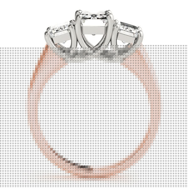 Rose gold Three-Stone Heart Cut Diamond Ring with Prong Setting and Classic Band