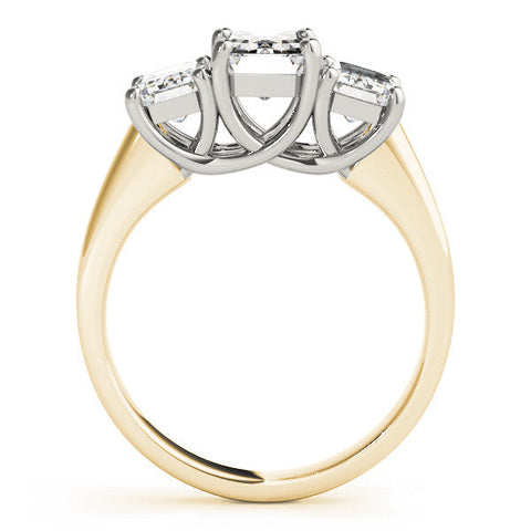 Yellow gold Three-Stone Marquise Cut Diamond Ring with Prong Setting and Classic Band