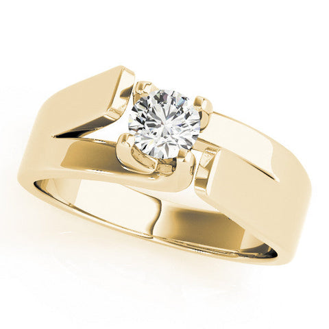 Yellow gold Modern Tension Set Pear Solitaire Wide Band Ring