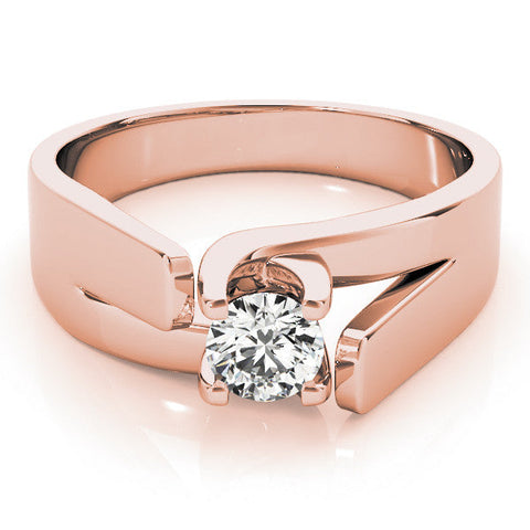 Rose gold Modern Tension Set Marquise Solitaire Wide Band Ring