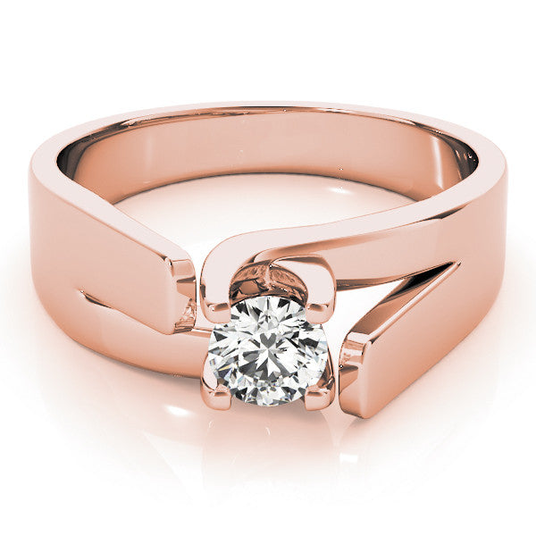 Rose gold Modern Tension Set Princess Solitaire Wide Band Ring