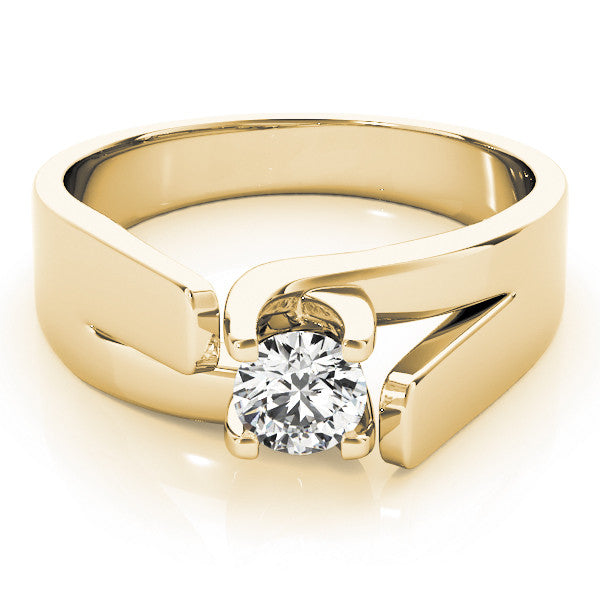 Yellow gold Modern Tension Set Radiant Solitaire Wide Band Ring