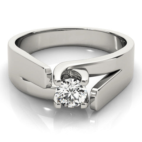 White gold Modern Tension Set Marquise Solitaire Wide Band Ring