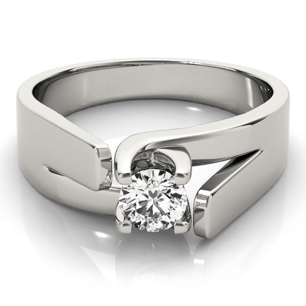 Platinum Modern Tension Set Pear Solitaire Wide Band Ring