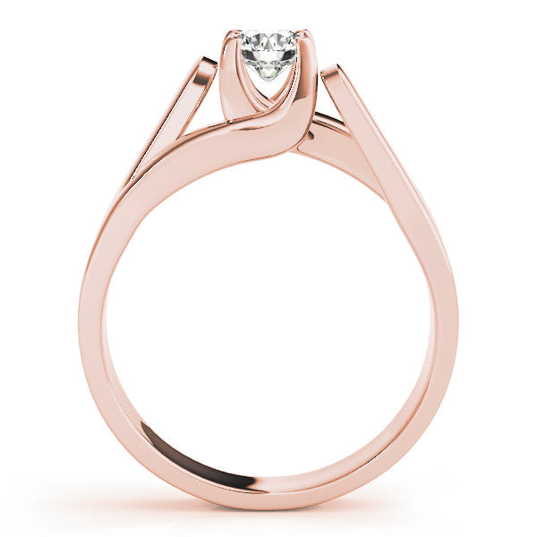 Rose gold Modern Tension Set Cushion Solitaire Wide Band Ring