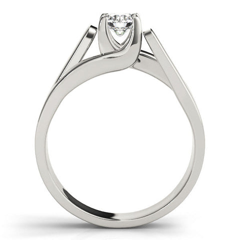 Silver Modern Tension Set Pear Solitaire Wide Band Ring