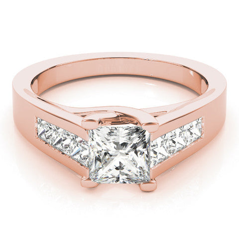 Rose gold Heart Cut Channel Set Solitaire Ring with Four-Prong Setting