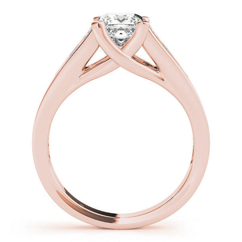 Rose gold Princess Cut Channel Set Solitaire Ring with Four-Prong Setting