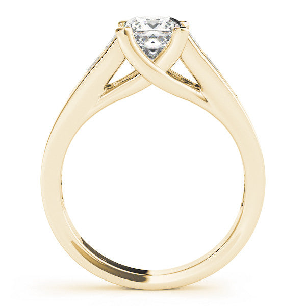 Yellow gold Marquise Cut Channel Set Solitaire Ring with Four-Prong Setting